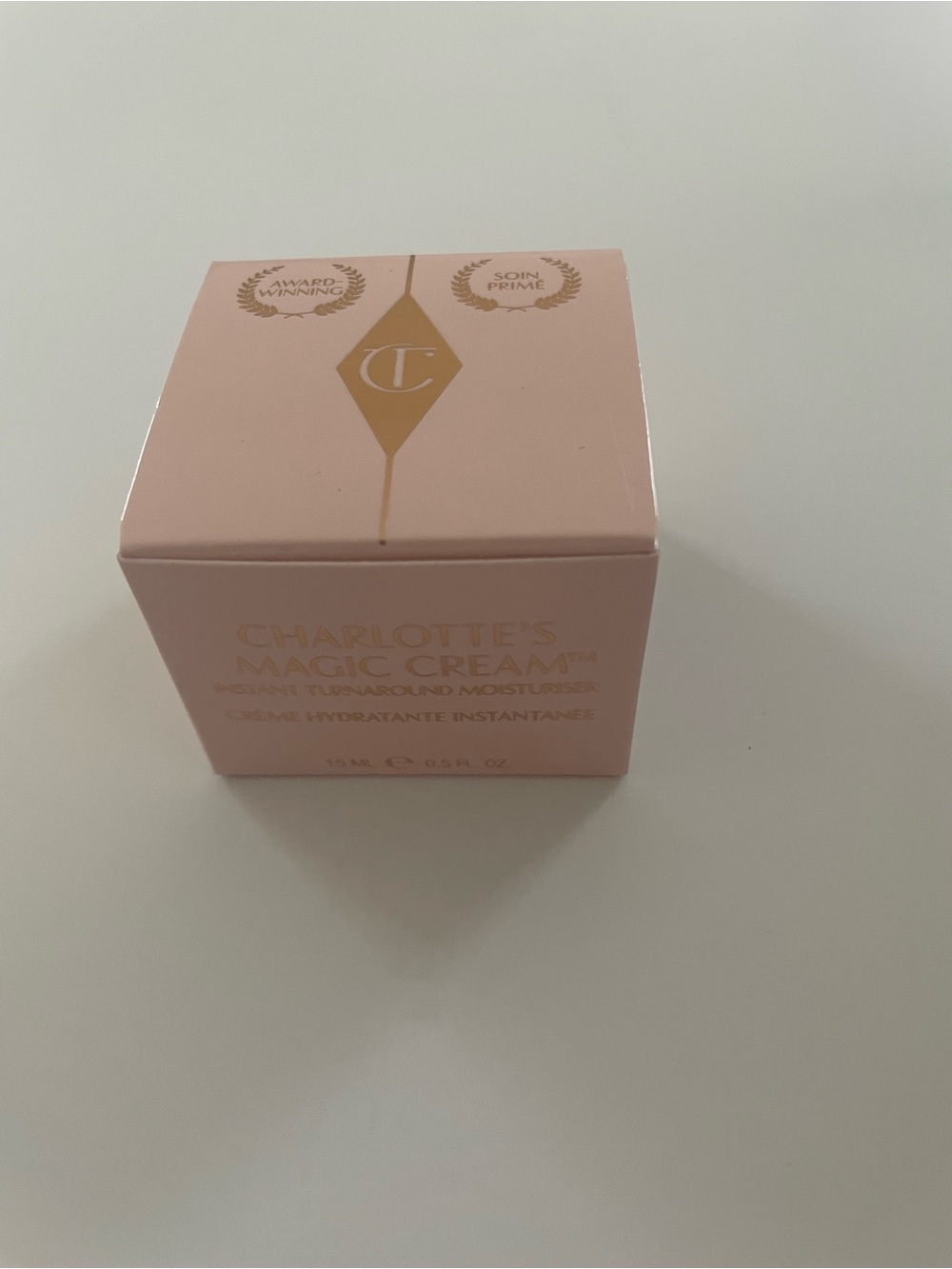 Charlotte Tilbury Blush-Pink Magic Cream Box with Gold Lettering